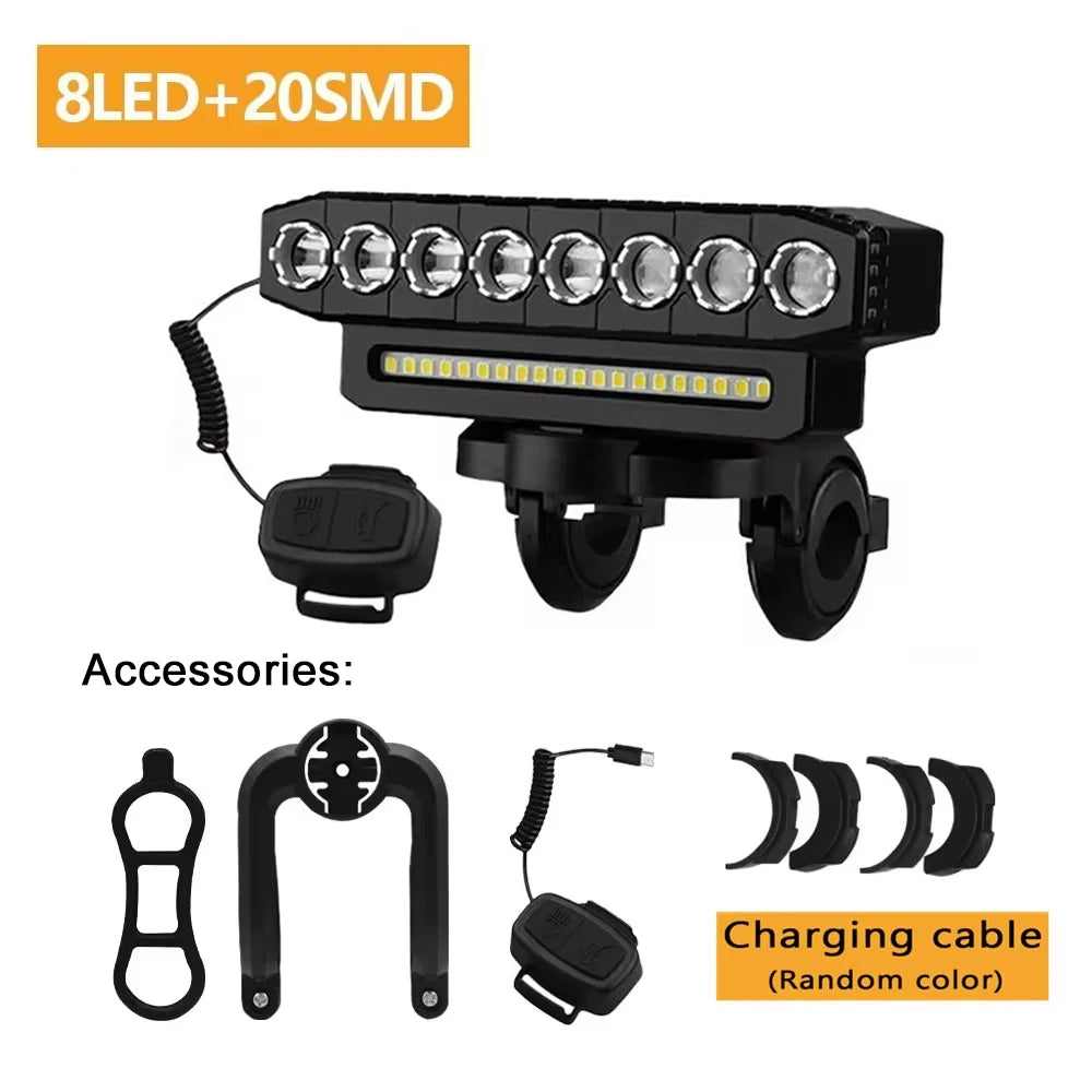 USB Rechargeable Bike Light with 130dB Horn & Wired Remote Control