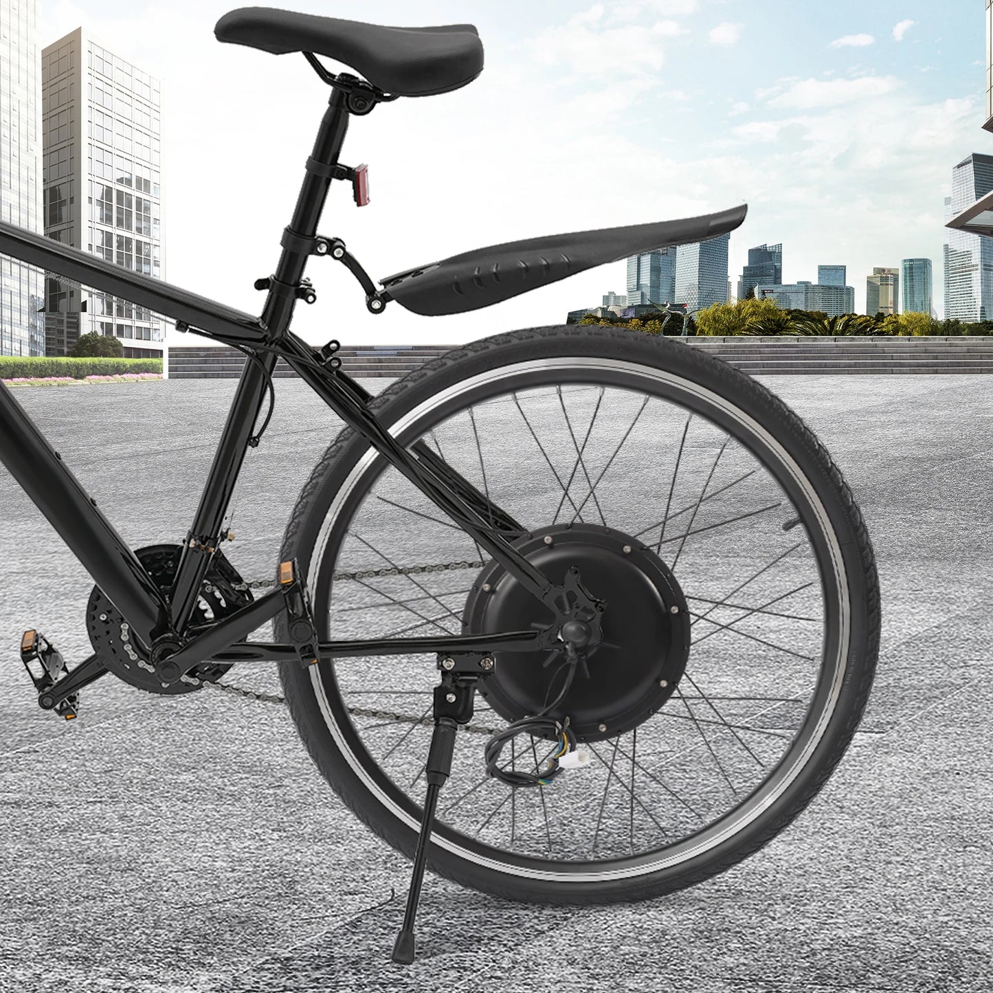 26 Zoll 48V 1000W Elektrofahrrad Umbausatz - Bürstenloser Getriebeloser Motor, Daumengas & 3 LED-Leuchten, Bremsabschaltung & 120KG