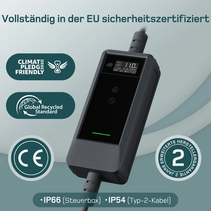 11kW 3-Phase Type 2 Portable EV Charger with Smart App