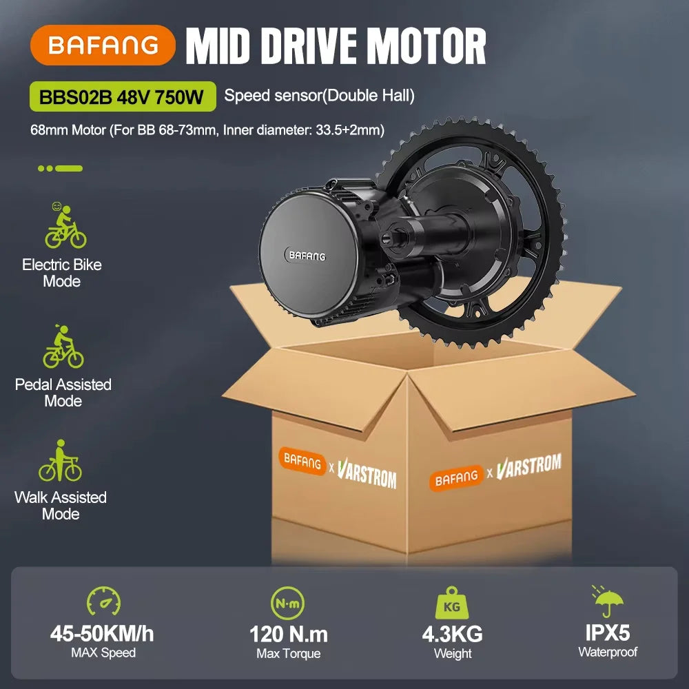 BAFANG BBS02B 48V 750W CAN BUS Mid-Drive E-Bike Conversion Kit