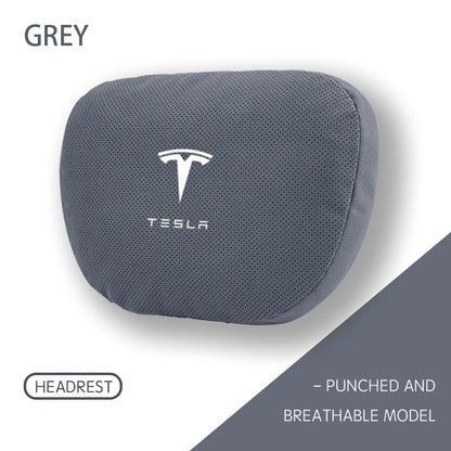 Suede Headrest & Lumbar Support Pillow for Tesla Model 3 / Model Y / Model S