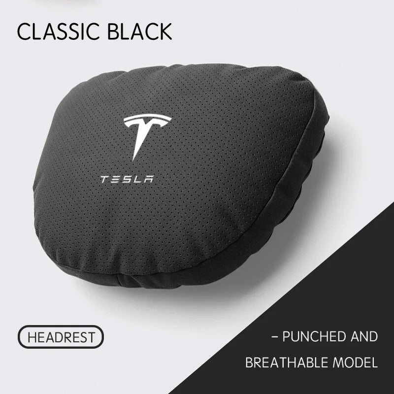Suede Headrest & Lumbar Support Pillow for Tesla Model 3 / Model Y / Model S