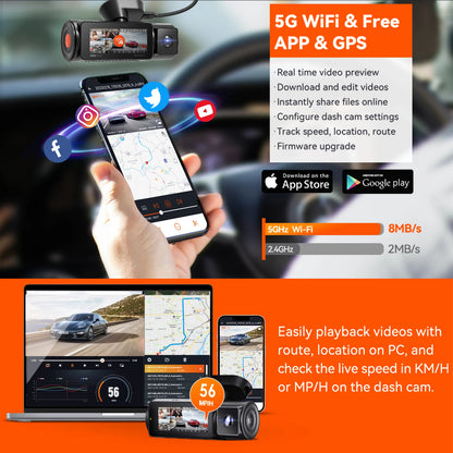 Caméra embarquée 4 canaux Vantrue N5 à 360° avec WiFi, GPS et vision nocturne infrarouge