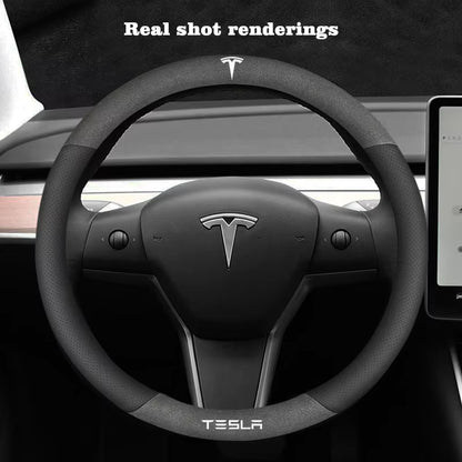 Suede Steering Wheel Cover for Tesla Model 3 / Model Y / Model S / Model X