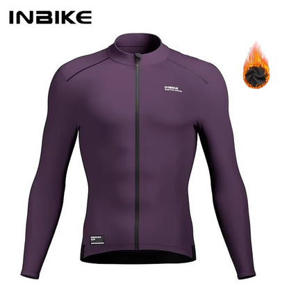 INBIKE Men's Thermal Winter Cycling Jersey Windproof Long Sleeve with Fleece Lining