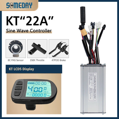 KT Sine Wave E-Bike Controller with LCD5 Display – 36V/48V Waterproof Kit