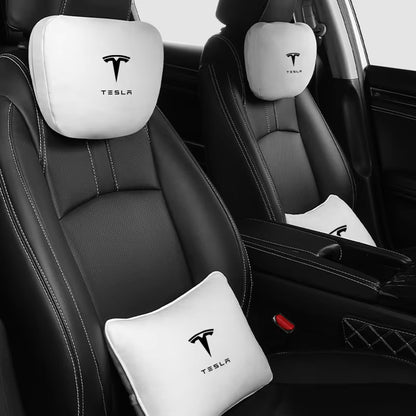 Suede Headrest & Lumbar Support Pillow for Tesla Model 3 / Model Y / Model S