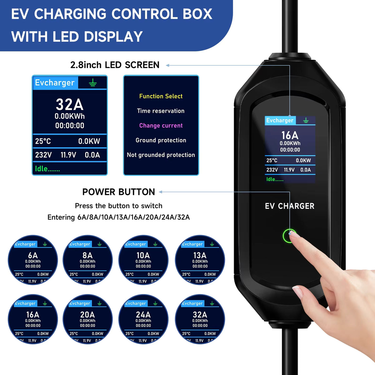 AFYEEV 32A 7.2kW Portable EV Charger