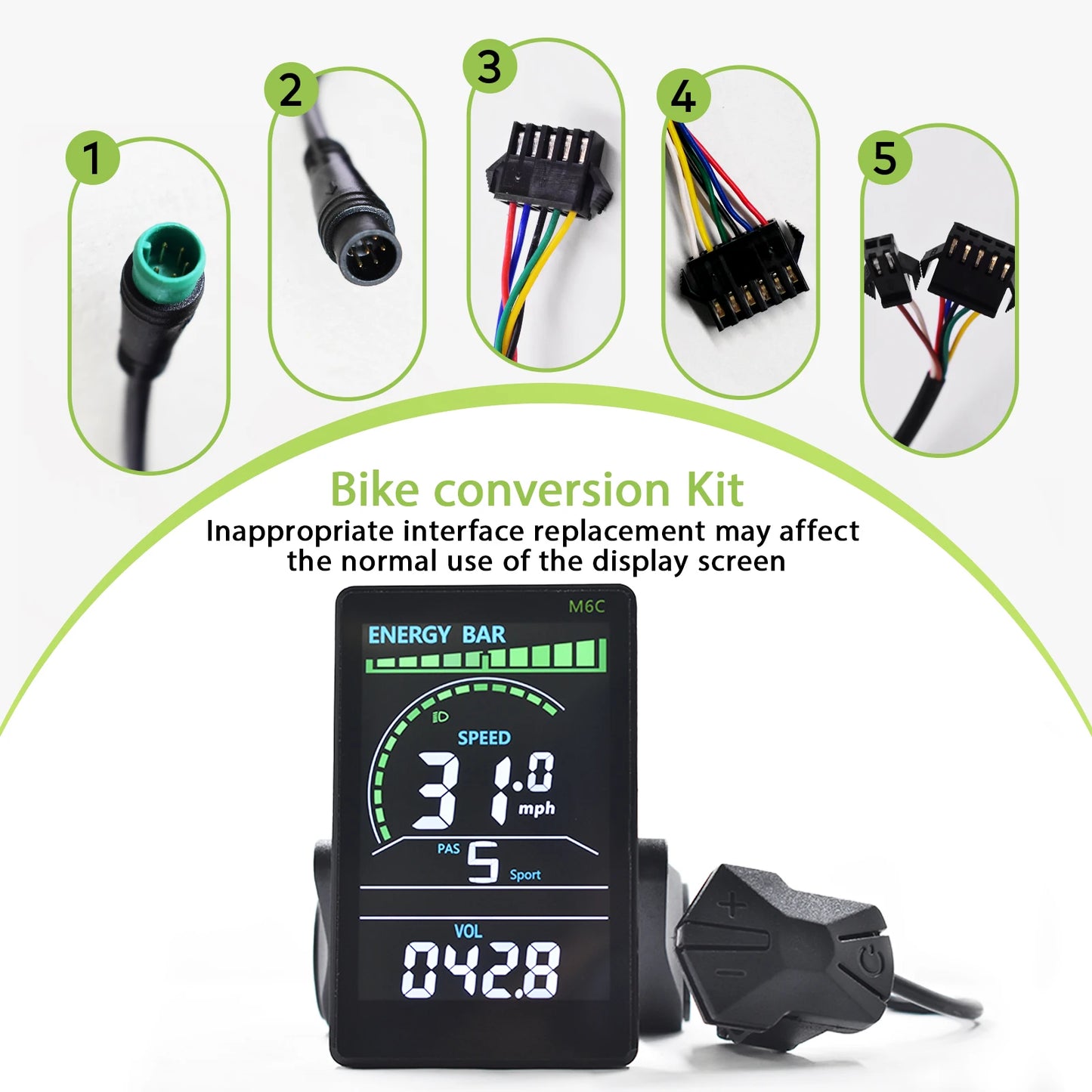 Electric Bike LCD Cycle Computer Digital Multi-Colour Speedometer Display