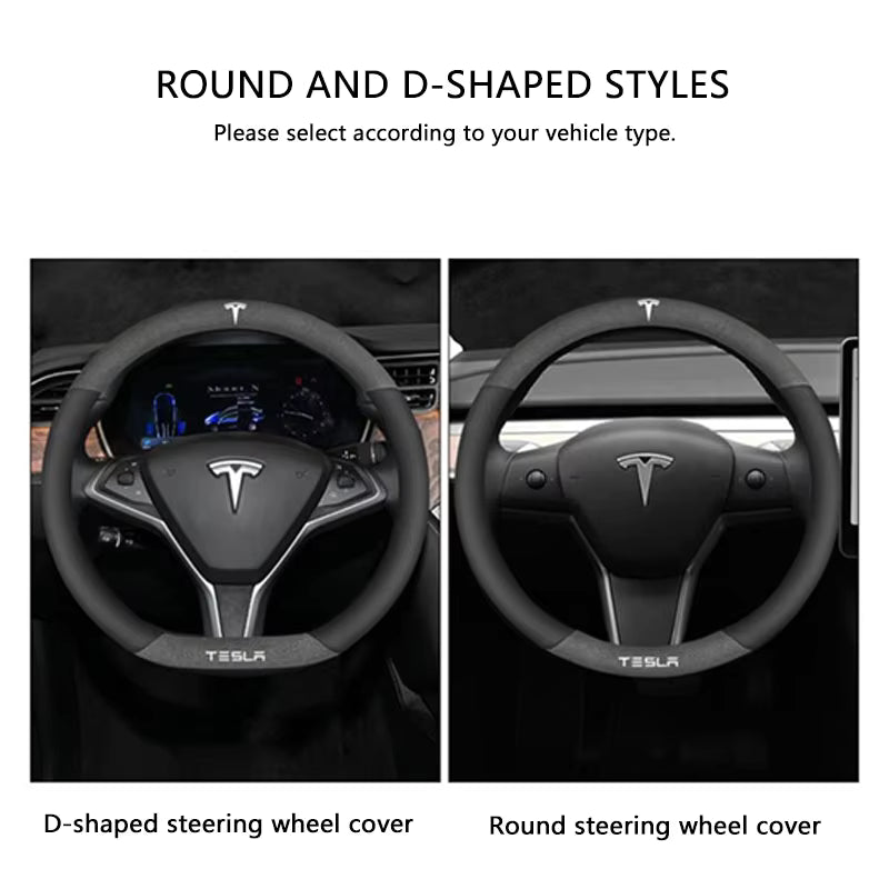 Suede Steering Wheel Cover for Tesla Model 3 / Model Y / Model S / Model X