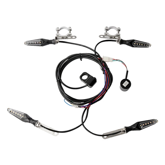 36V/48V E-Bike LED Turn Signal Light Kit with Flasher & Handlebar Switch