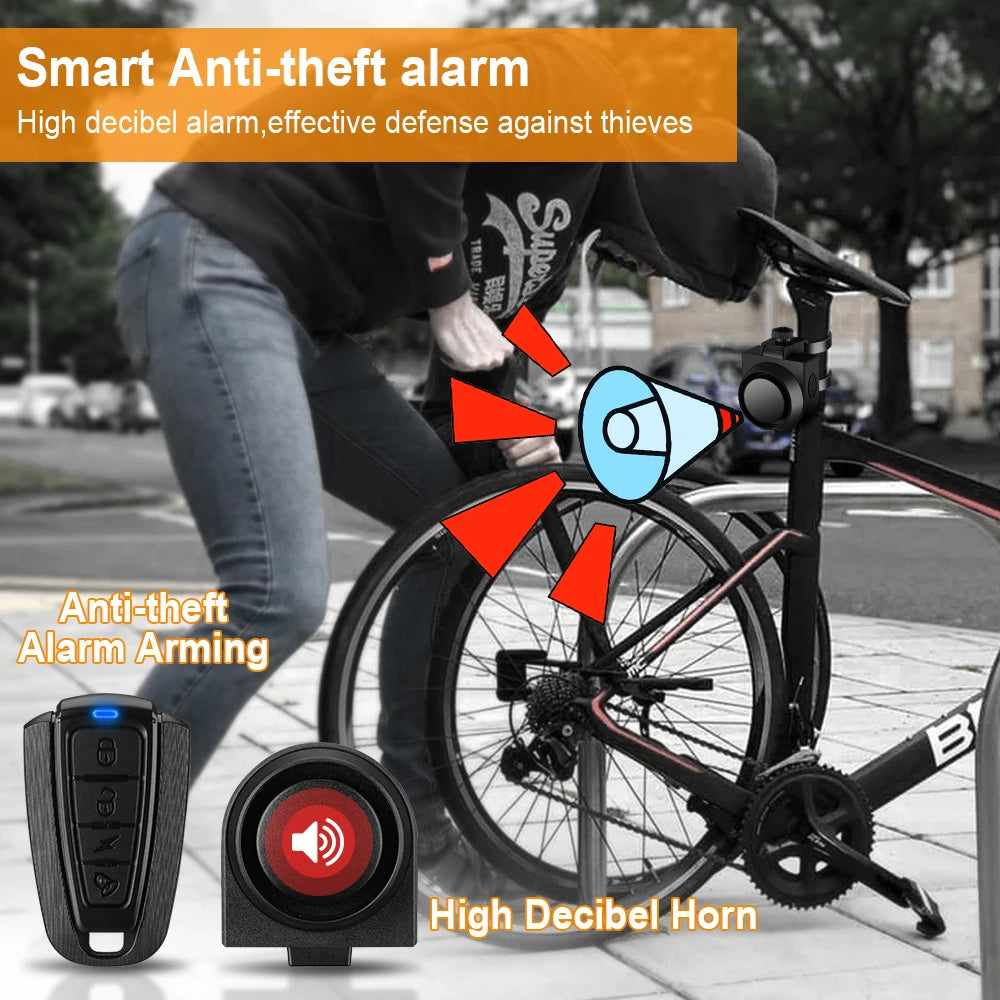 Wireless Bike Alarm – 115dB Waterproof Security Alarm with Remote Control