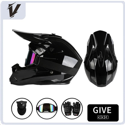 VGV Motocross Helmet Set with Goggles, Gloves & Face Cover