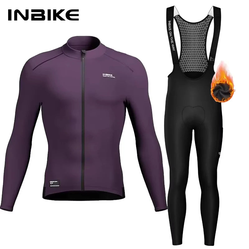 INBIKE Men's Thermal Winter Cycling Jersey Windproof Long Sleeve with Fleece Lining