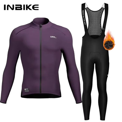 INBIKE Men's Thermal Winter Cycling Jersey Windproof Long Sleeve with Fleece Lining