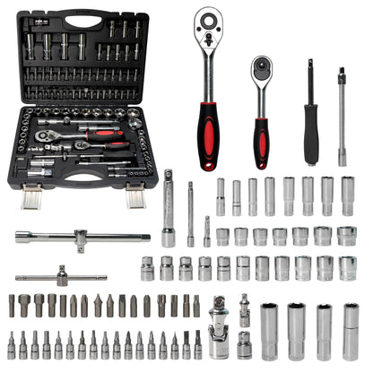 95-Piece CR-V Steel Socket Wrench Set with 1/4-Inch & 1/2-Inch Drives