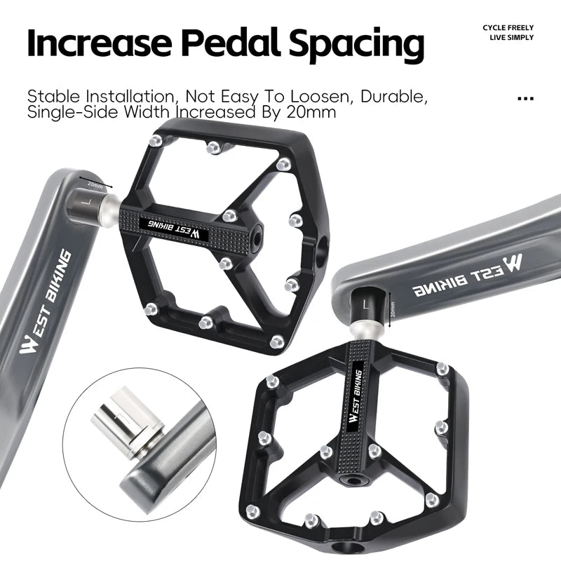WEST BIKING Bicycle 20mm Pedal Extender Chromoly Steel