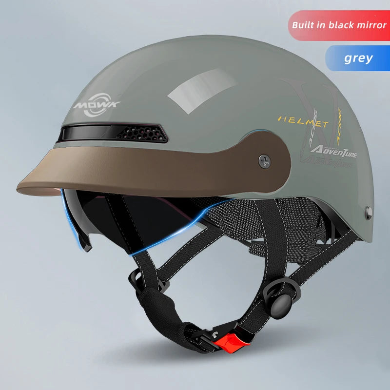 Vintage Open Face Motorcycle Helmet – Half Helmet with Viso