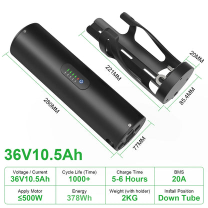 Mini Bottle E-Bike Battery 36V / 48V