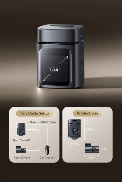 Baseus 4K + 1080P Dual Dash Cam with Sony STARVIS, GPS & Wi-Fi 6