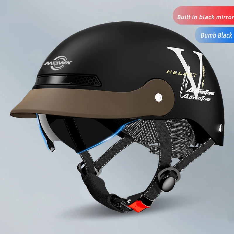 Vintage Open Face Motorcycle Helmet – Half Helmet with Viso