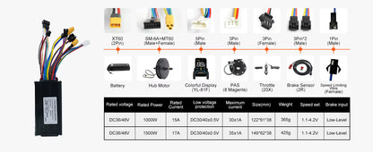48V 1000W 1500W Rear Hub Motor E-Bike Conversion Kit
