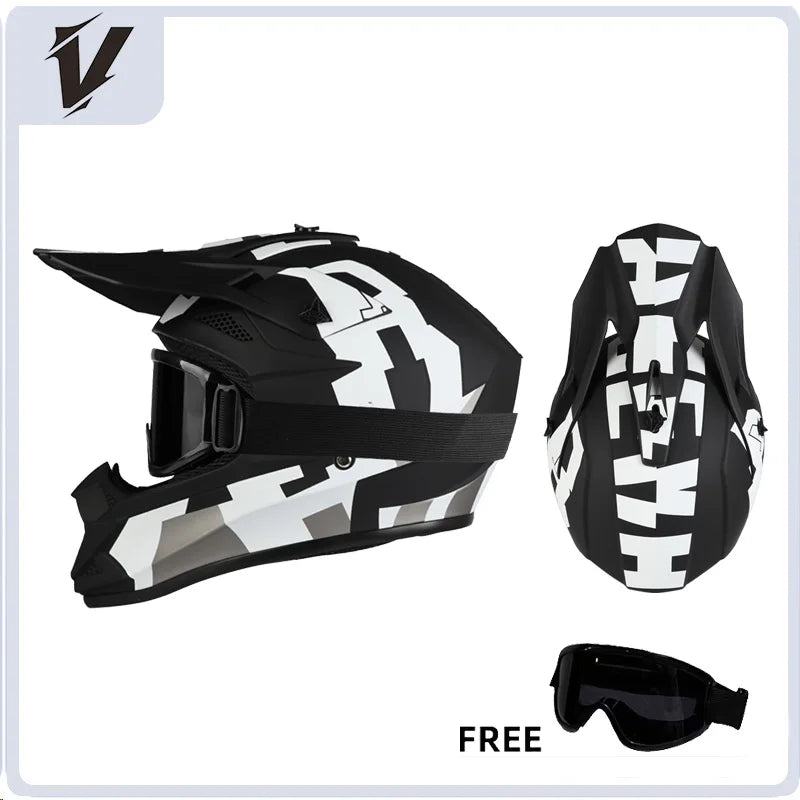 VGV Motocross Helmet Set with Goggles, Gloves & Face Cover