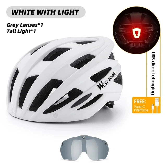 WEST BIKING LED-Licht-Fahrradhelm