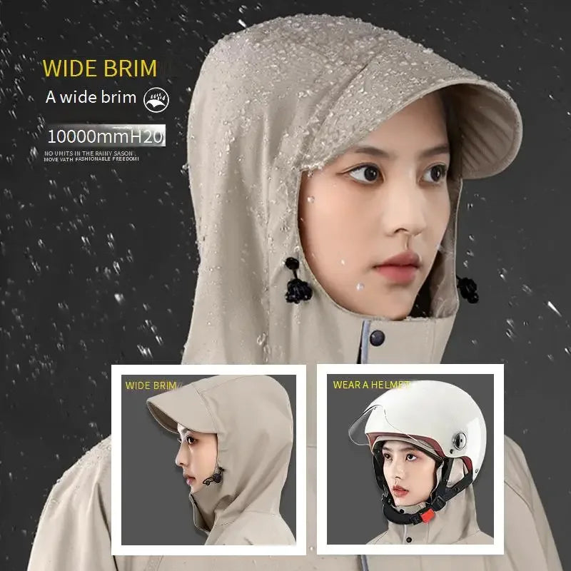 Adult Waterproof One-Piece Cycling Rain Poncho for E-Bikes