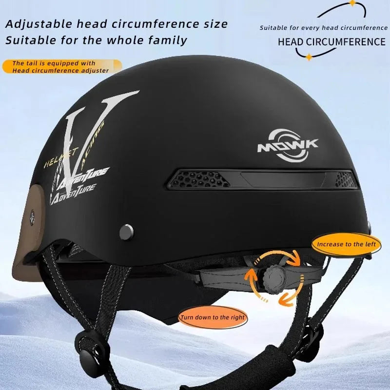 Vintage Open Face Motorcycle Helmet – Half Helmet with Viso