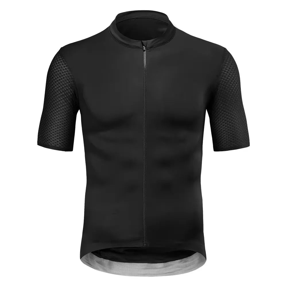 Men's Short Sleeve Cycling Jersey with Full Zip & Rear Pockets for Road & MTB