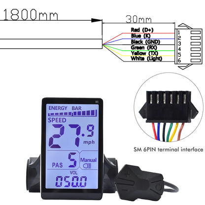 MCEZDY UART2 E-Bike Display & Fahrradcomputer 24V 36V 48V 60V LCD-Kilometerzähler