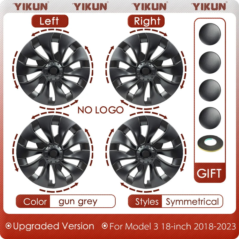 Tesla Model 3 18-Inch Performance Hub Caps 4-Piece Set