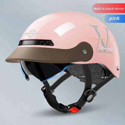 Vintage Open Face Motorcycle Helmet – Half Helmet with Viso