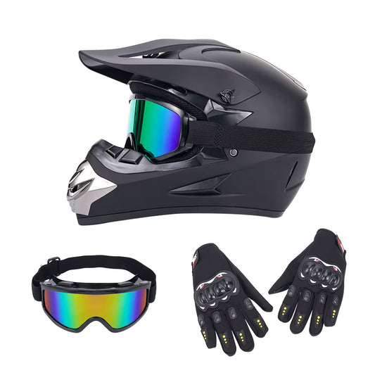 Motocross Full Face Helmet Set – with Goggles, Gloves & Mask