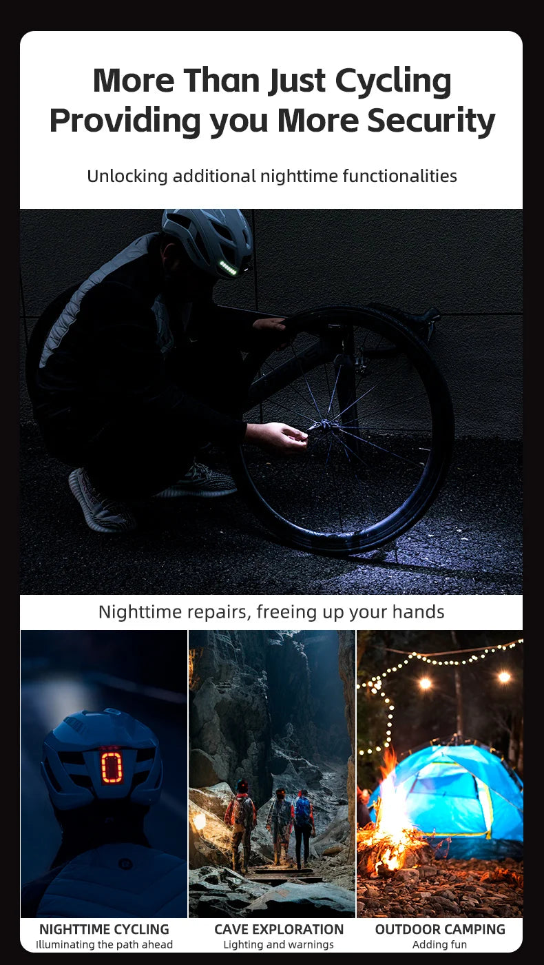 ROCKBROS Rechargeable Cycling Helmet with Front and Rear Light