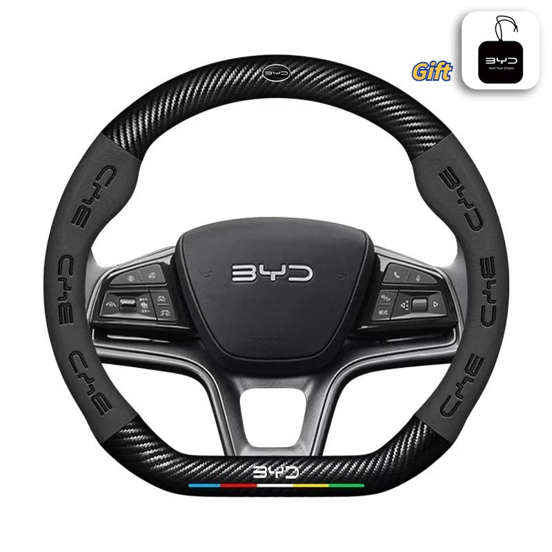BYD Suede & PU Sport Steering Wheel Cover
