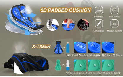 X-TIGER Men's 5D Padded Cycling Shorts