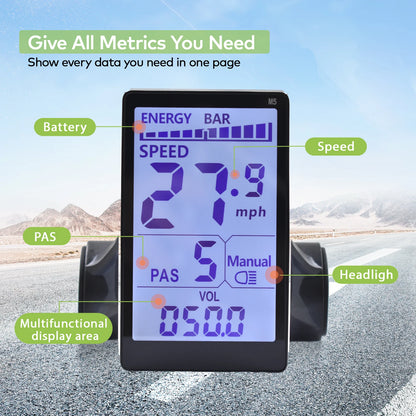 Electric Bike LCD Cycle Computer Digital Multi-Colour Speedometer Display