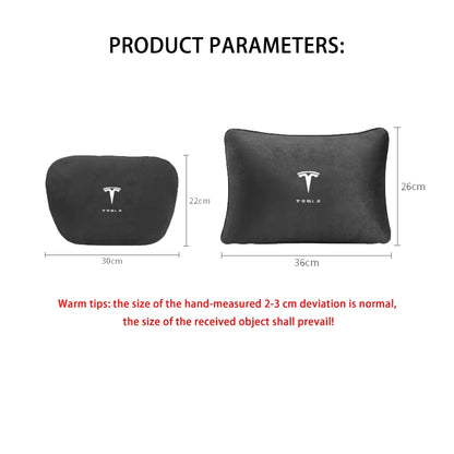 Suede Car Headrest & Lumbar Support Pillow for Tesla