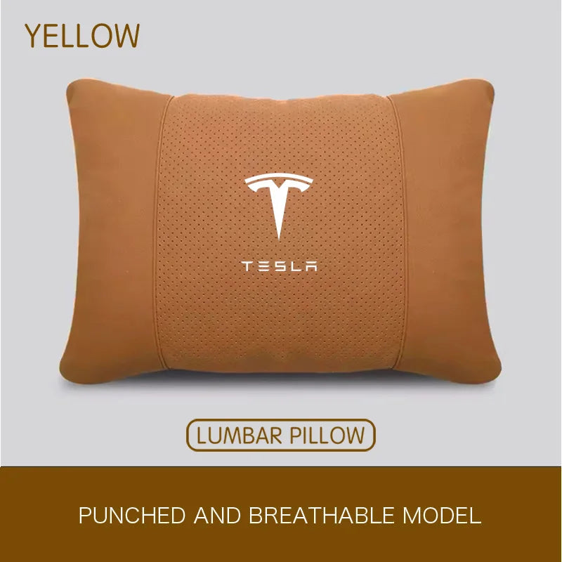 Suede Headrest & Lumbar Support Pillow for Tesla Model 3 / Model Y / Model S