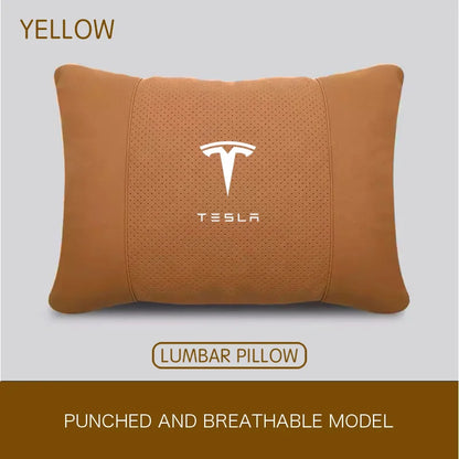 Suede Headrest & Lumbar Support Pillow for Tesla Model 3 / Model Y / Model S