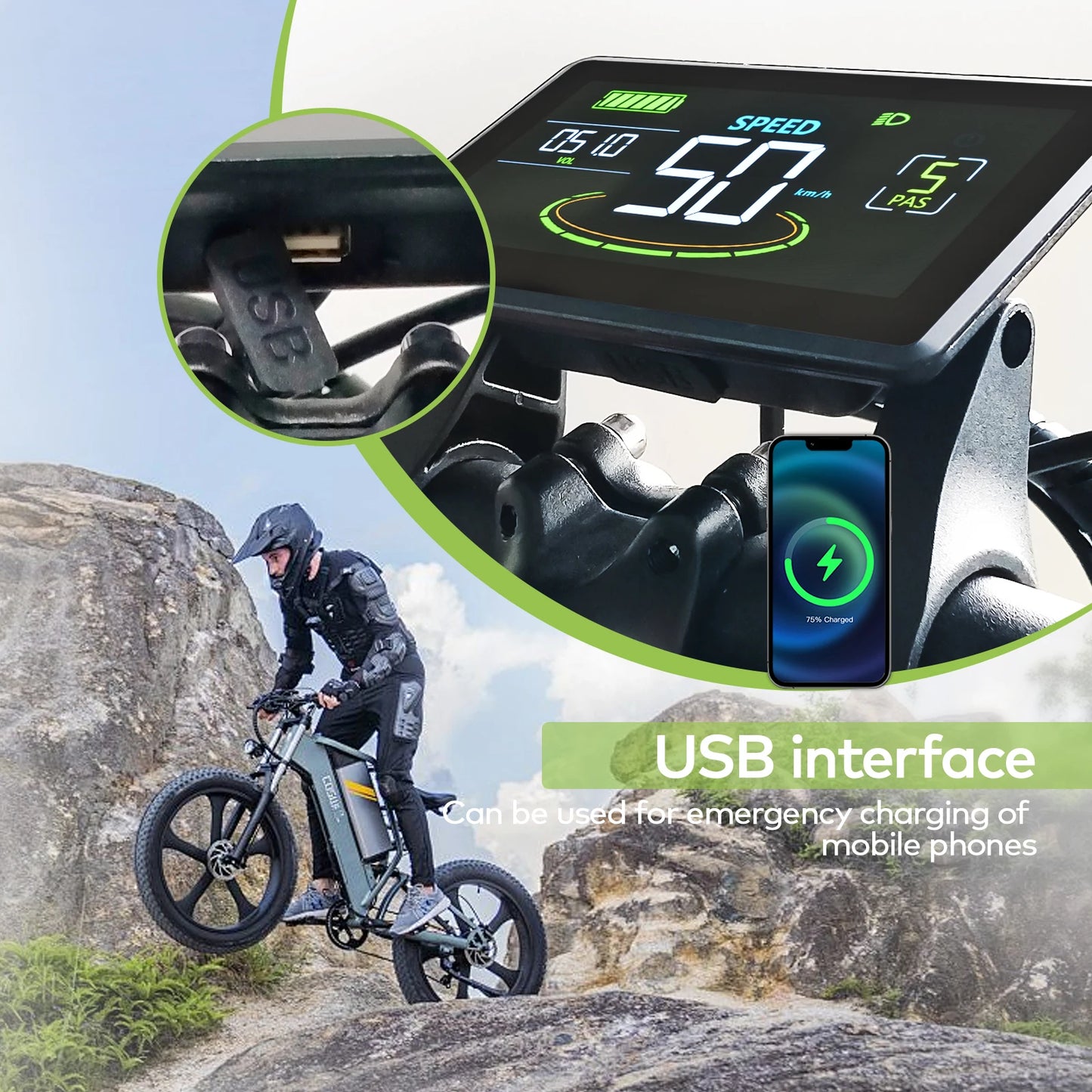 Electric Bike LCD Cycle Computer Digital Multi-Colour Speedometer Display