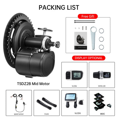 Kit de conversion pour vélo électrique à moteur central avec capteur de couple TONGSHENG TSDZ2B