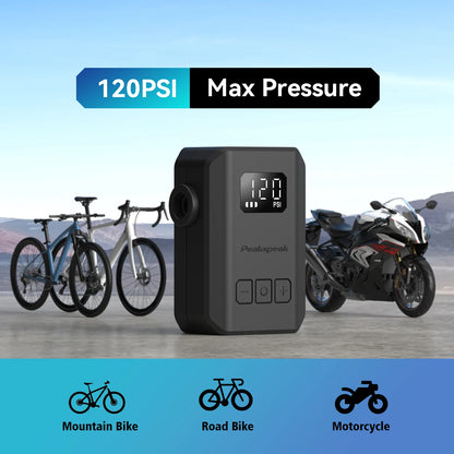 Peakspeak AS260PRO Mini Electric Bike Pump – 120 PSI Cordless Inflator