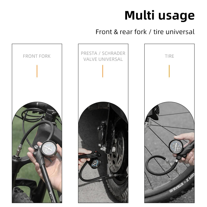 WEST BIKING 300PSI Fahrradluftpumpe mit Manometer