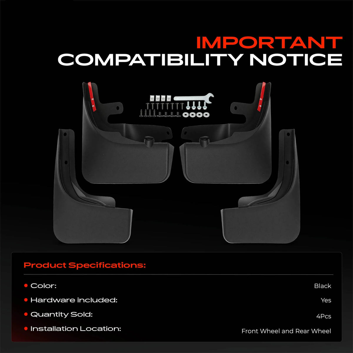 A-Premium Rivian R1T 2022-2024 Front & Rear Mud Flaps, 4-Piece Set