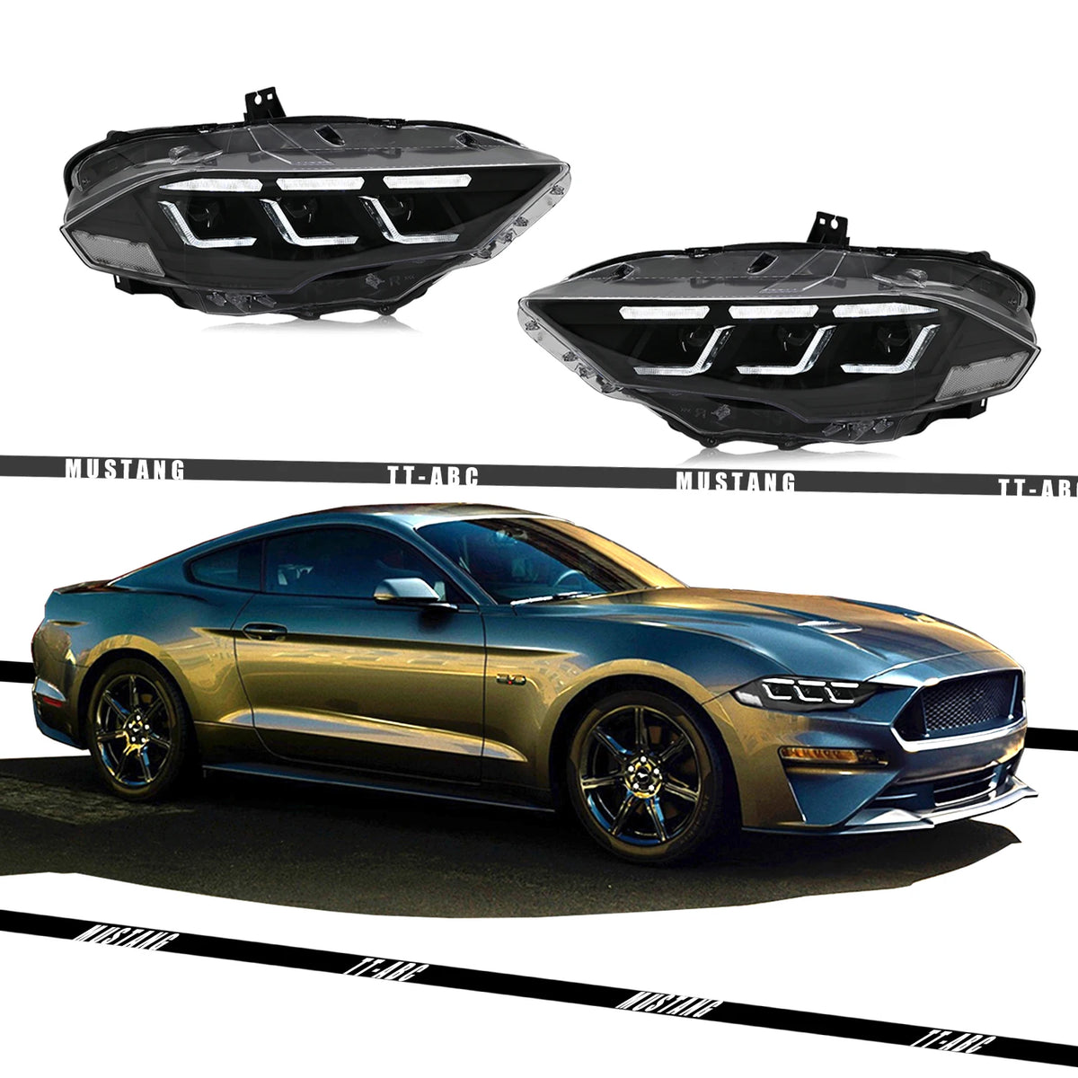 Ford Mustang 2018-2022 Full LED Headlight Assembly with Lighting Control