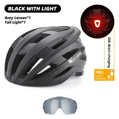 WEST BIKING LED-Licht-Fahrradhelm