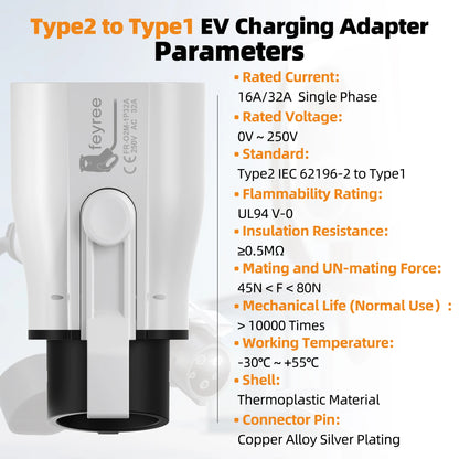 Feyree Type 2 to Type 1 EV Charging Adapter 16A / 32A